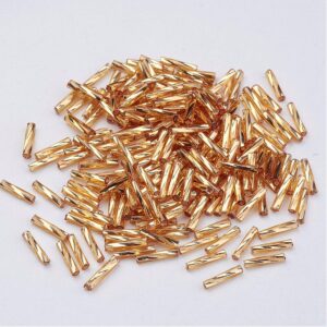 Bugle Seed Beads - Gold, These beads are 6mm and twisted to give a beautiful design