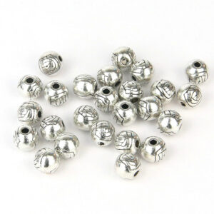Flower Engraved round Spacer Bead - Riverside Beads