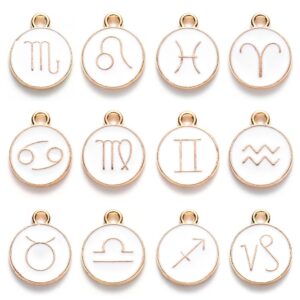 Enamel Zodiac Charms with gold zodiac signs in the centre of the charm