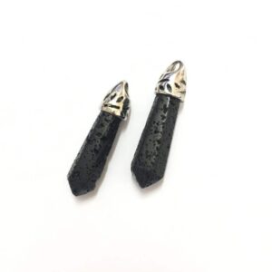 Black Lava Rock Pointed Pendant with Platinum Bail
