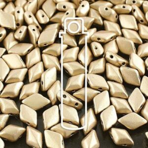 8x5mm Gemduo Bead - Bronze Pale Gold. A speciality bead with a matte gold finish. The beads are diamond shaped with 2 holes in.