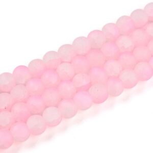 Frosted Crackle Glass Bead in Peony Blossom hues has tones of purple and pink throughout, with internal cracks to add a beautiful effect.