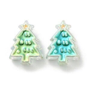 Acrylic Christmas Tree Beads – AB Iridescent Embossed Finish