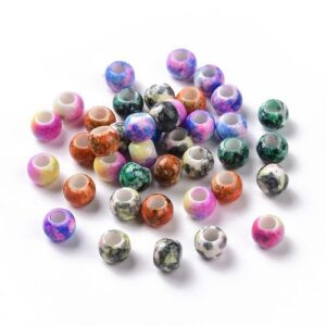Acrylic Large Holed Marbled Pony Beads