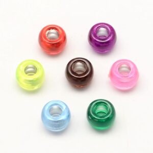 Acrylic Large Holed Pony Beads - Silver Lined