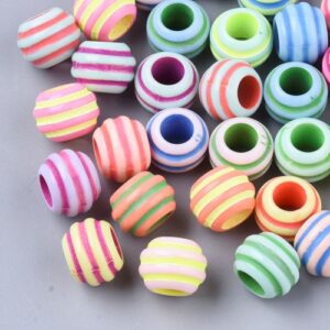 Acrylic Large Holed Striped Pony Beads