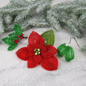 Beaded French Flower Poinsettia